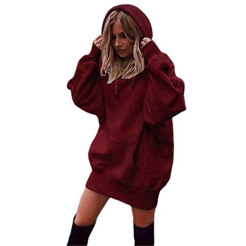 Oversized Fleece Hooded Sweatshirt Dress
