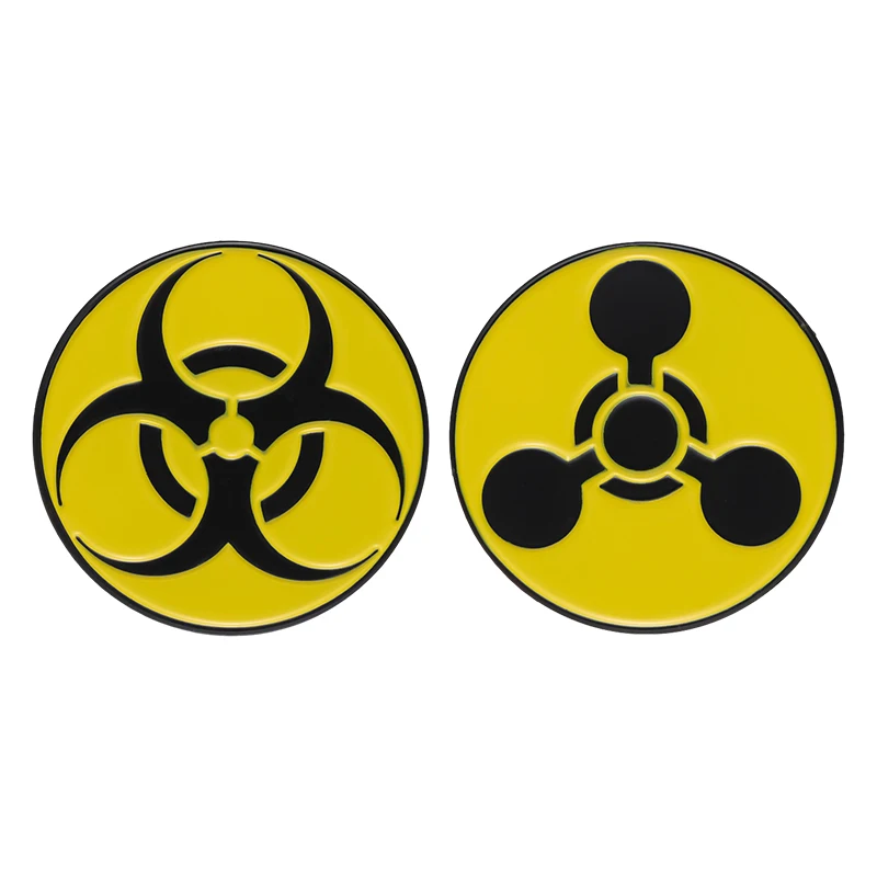Radiation Symbol Enamel Pin Biochemical Markers Brooches Yellow Warning Sign Lapel Badge Collect Backpack Hat Collar Brooch Pin