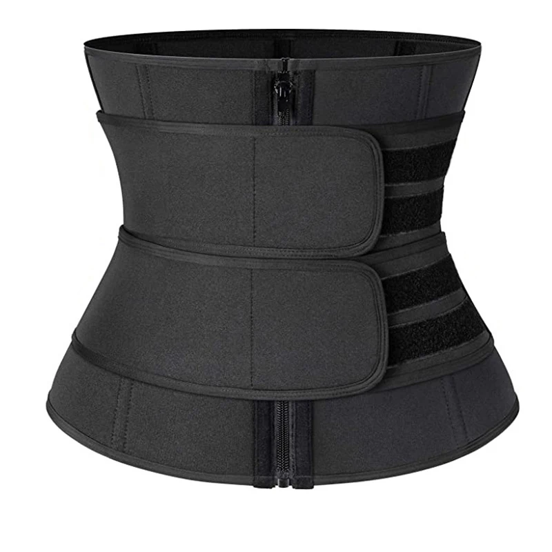 

High Quality Spandex Body Shaper for Women Waist Training Corset Sport Girdle 2 Belts, Black /gray