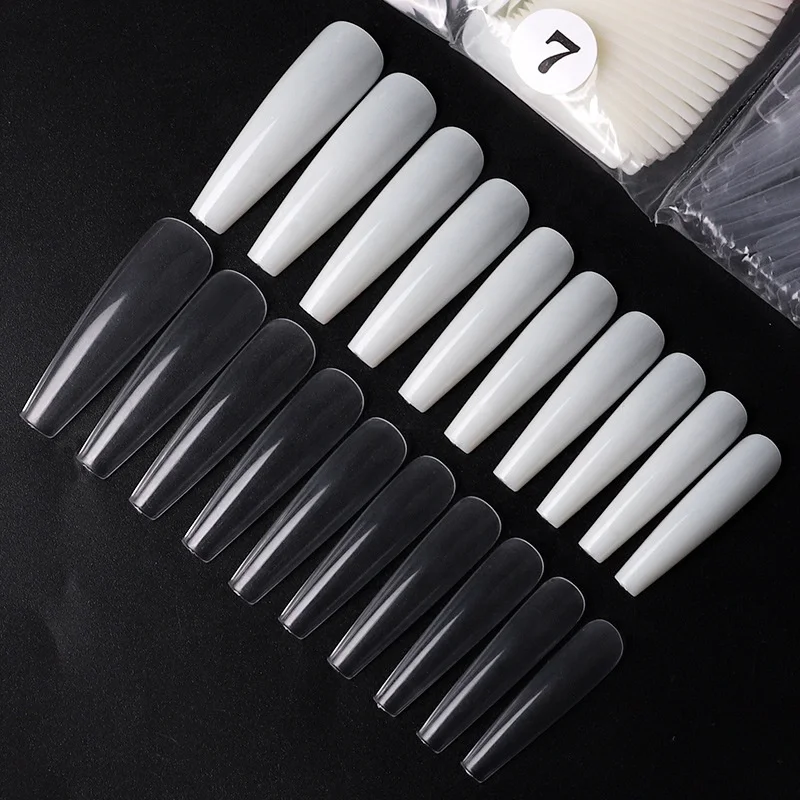 

Hot Sale XXL C Curved Nails Half Cover Salon Clear Extra Long Coffin Square Stiletto Nails Tips Product Artificial False Nails