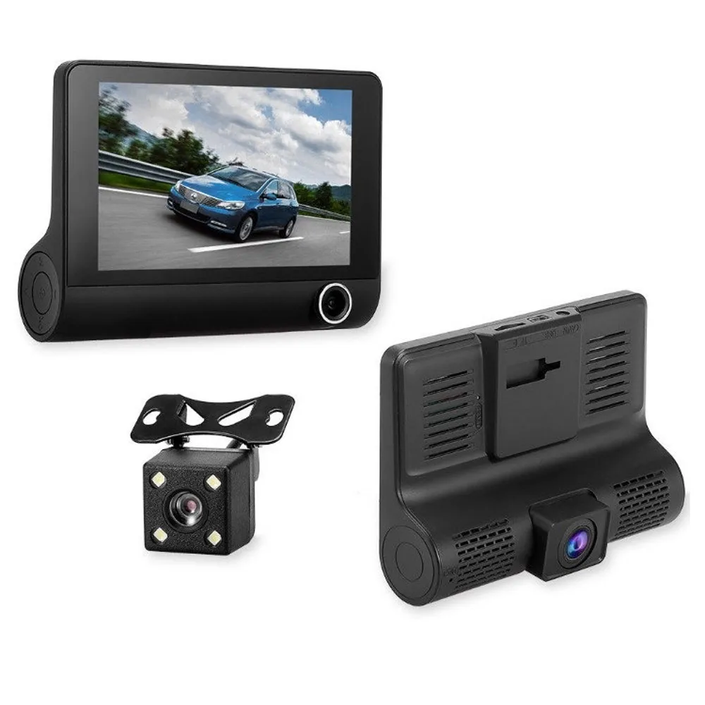 

Para Auto Camara De Seguridad 3 Lens Camera Dashboard 4 Inch DashCam Vehicle Camcorder Car DVR 1080P Dash Cam Black Box