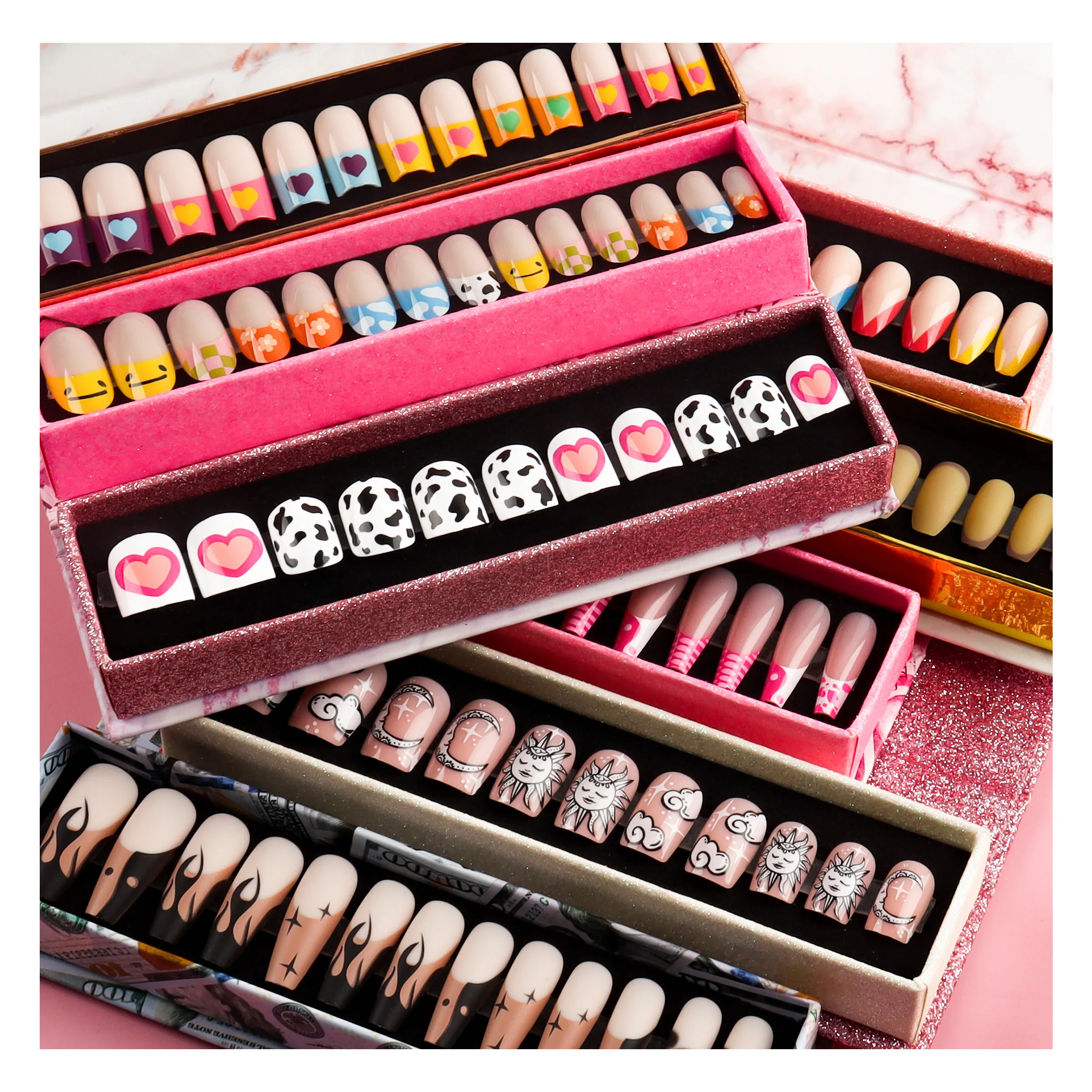 

Custom Size Nails Box Luxury Design 2021 New Arrival See Through Press On Nails Box With Clear Window