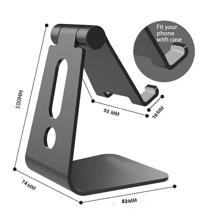 

Rotating adjustable alloy desk smartphone mobile phone roller holder table metal stand 270 degree rotation aluminum phone stand