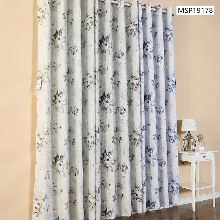 

2021 Hot Sale Decorate Luxury Floral Printed Grommet Curtain Blackout Living Room Curtain Window