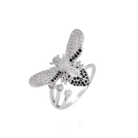

R-50 Xuping fashion new design rhodium plated multi-stone bee style opening ring for women