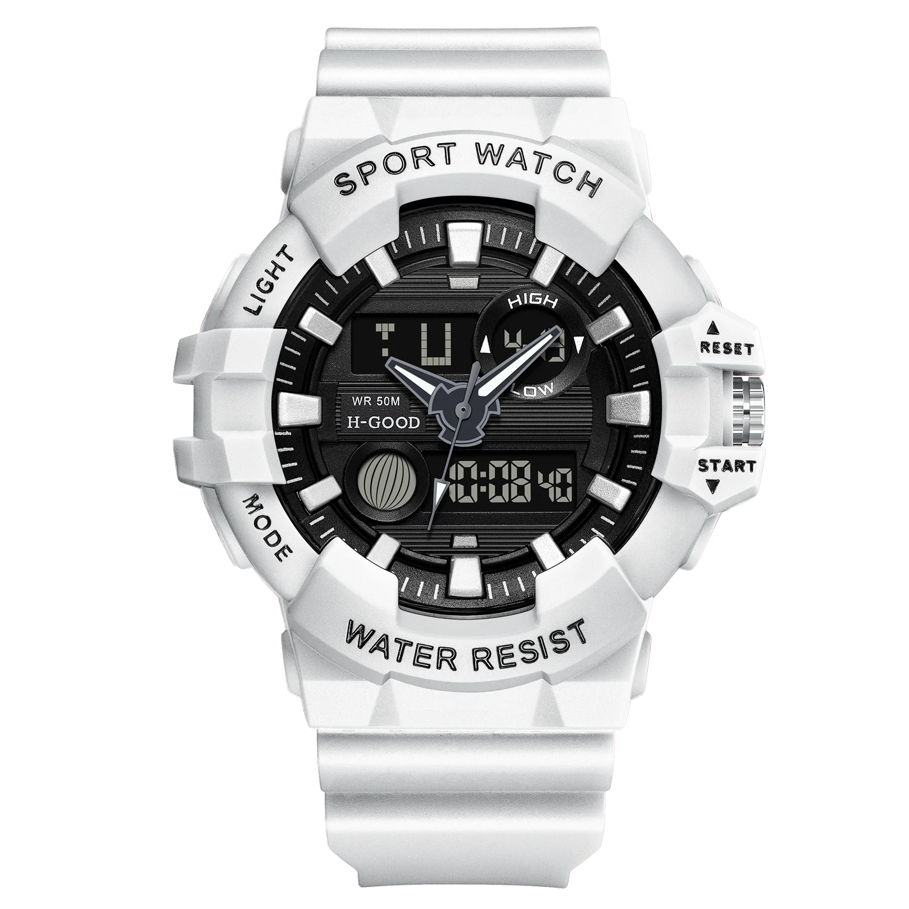 

H-GOOD TK-0015 Men Quartz & Digital Dual Display Watch Custom Plastic Wholesale Sports Watch, 8 colors