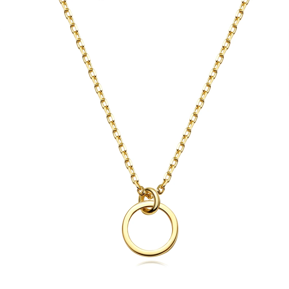 

classic 925 sterling silver fashion necklace for women high polish 18K gold vermeil gold circle pendant necklace