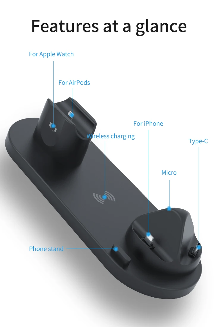 Trending 2020 3 in 1 phone wireless charger stand for Apple watch for iphone,charging dock station for airpods/for airpods pro