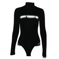 

Wholesale long sleeve reflective clothes high-neck shirt sexy bodysuit for women