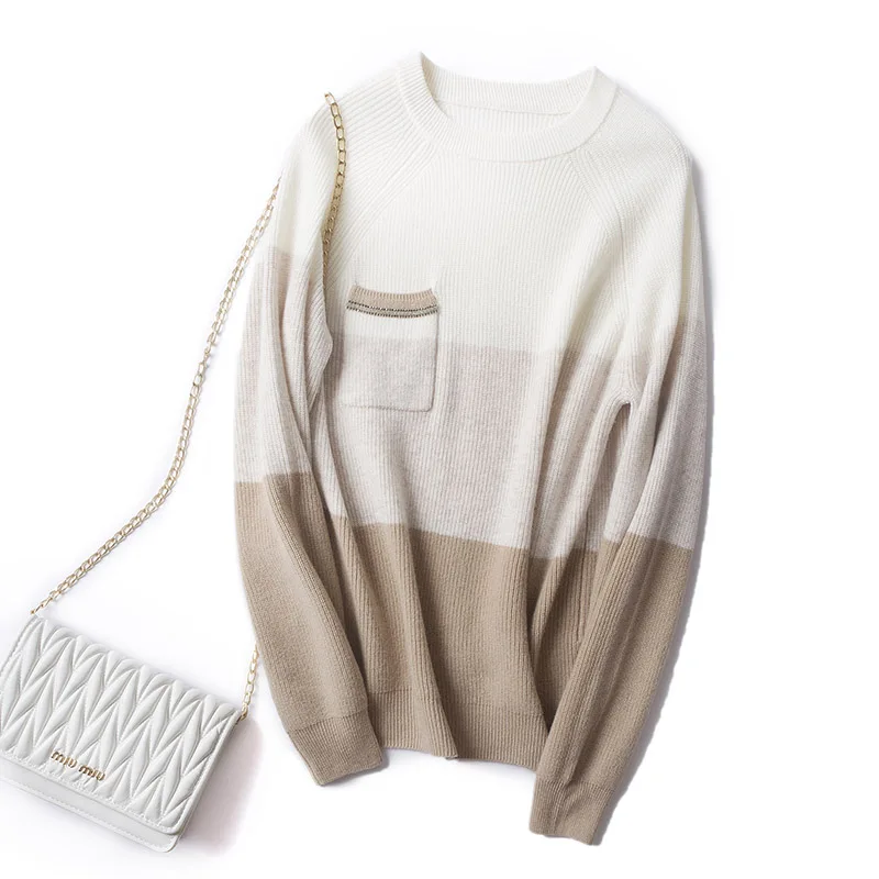 

2020 Autumn Winter Warm Thick Soft Round Neck Loose 100% Pure Merino Wool Roll Womens Sweater