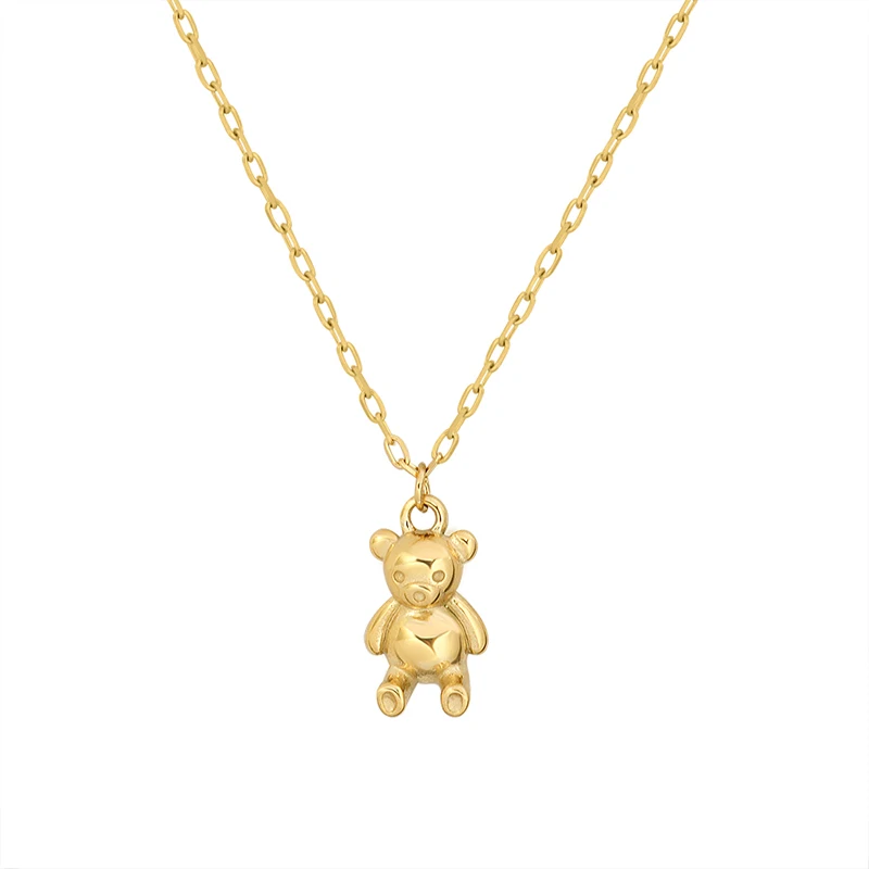 

New Style Korean Schoolgirl Titanium Steel Clavicle Chain Adorn Article Lovely Bear Pendant Necklace, Customized color