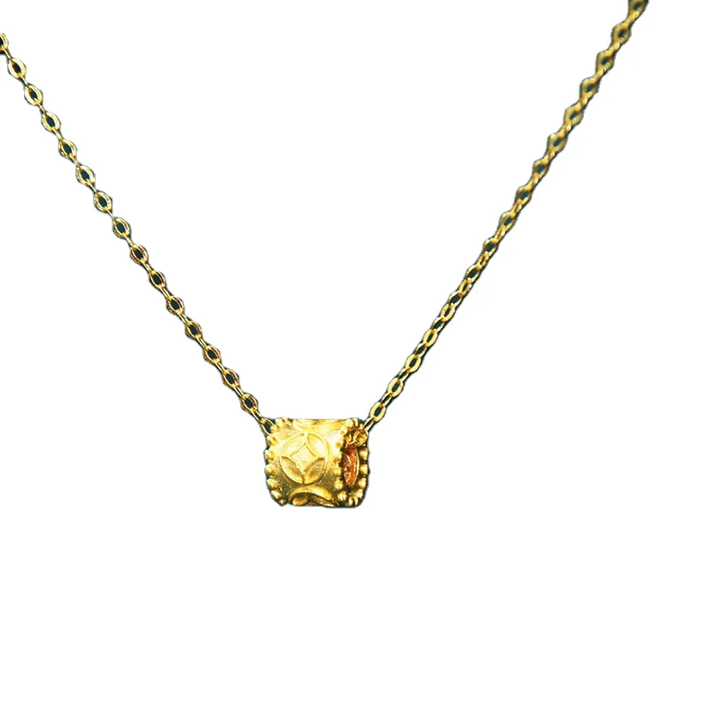 

Certified 0.3G Hard Gold Gold 999 Pure Gold Passepartout Transit Copper Pendant Clavicle Necklace Female Live Supply Products