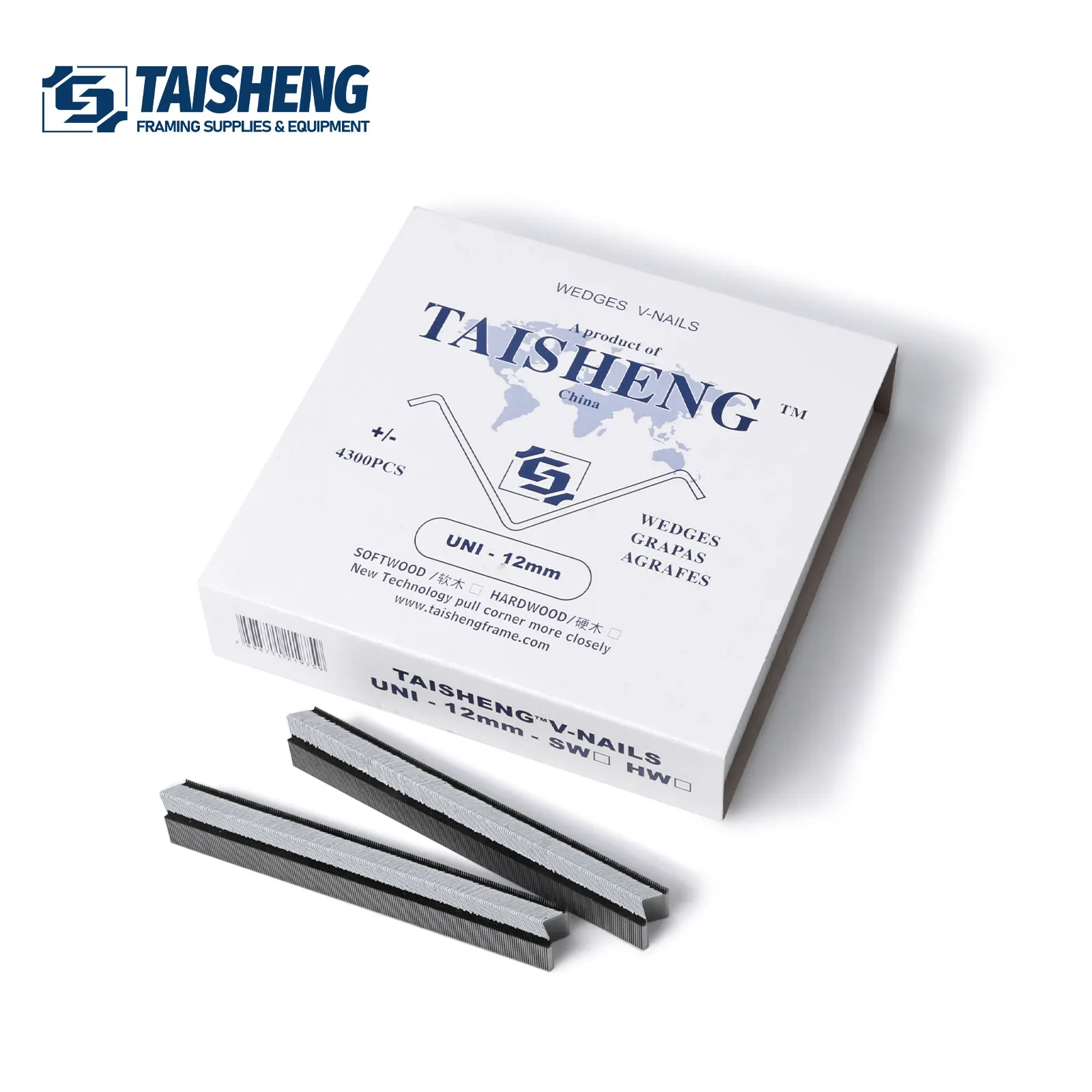 TAISHENGFRAME TS-D41 12mm UNI Iron Photo Frame V-Nails with Smooth Shank 4200PCS for Softwood Picture Frames