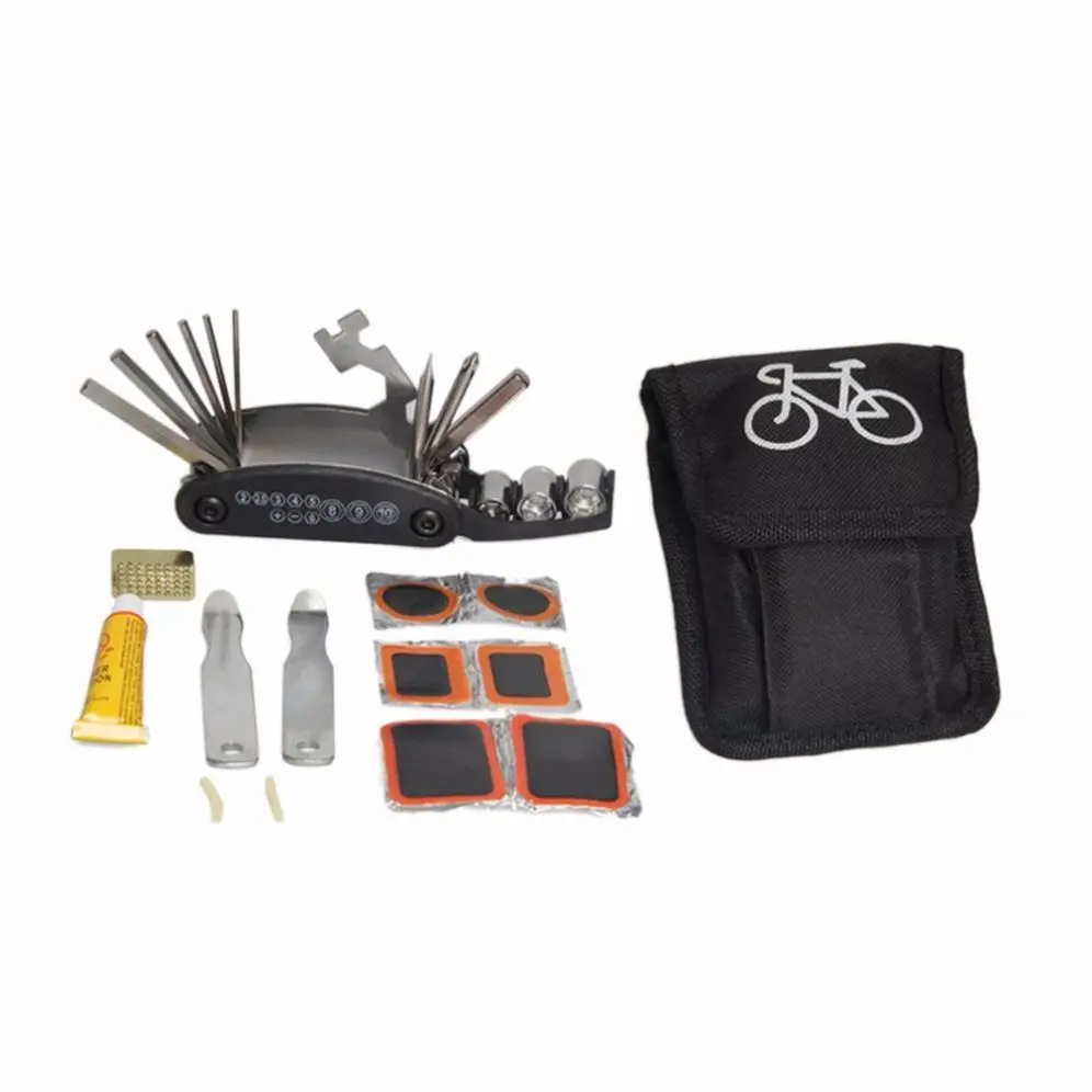 

HLM Bicycle Tire Repair Tools Bag Bicycle Levers Tire Patch Folding Hex Wrench Tool Portable Tire Repair Tools Kit