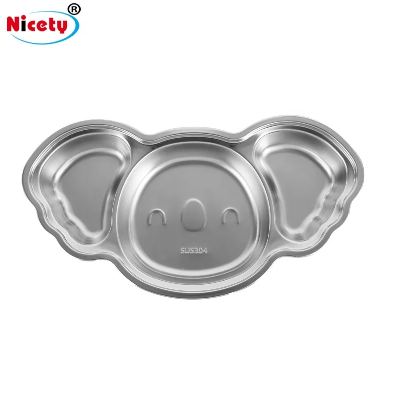 

Stainless steel kids plate for Children cute shape food dinner tray for baby fast food plate with divider