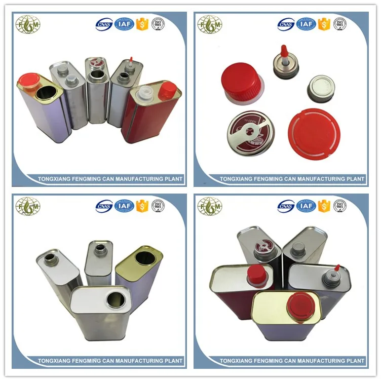 1liter Oem Printed Square Metal Chemical Tin Cans Screw Top Paint Oil