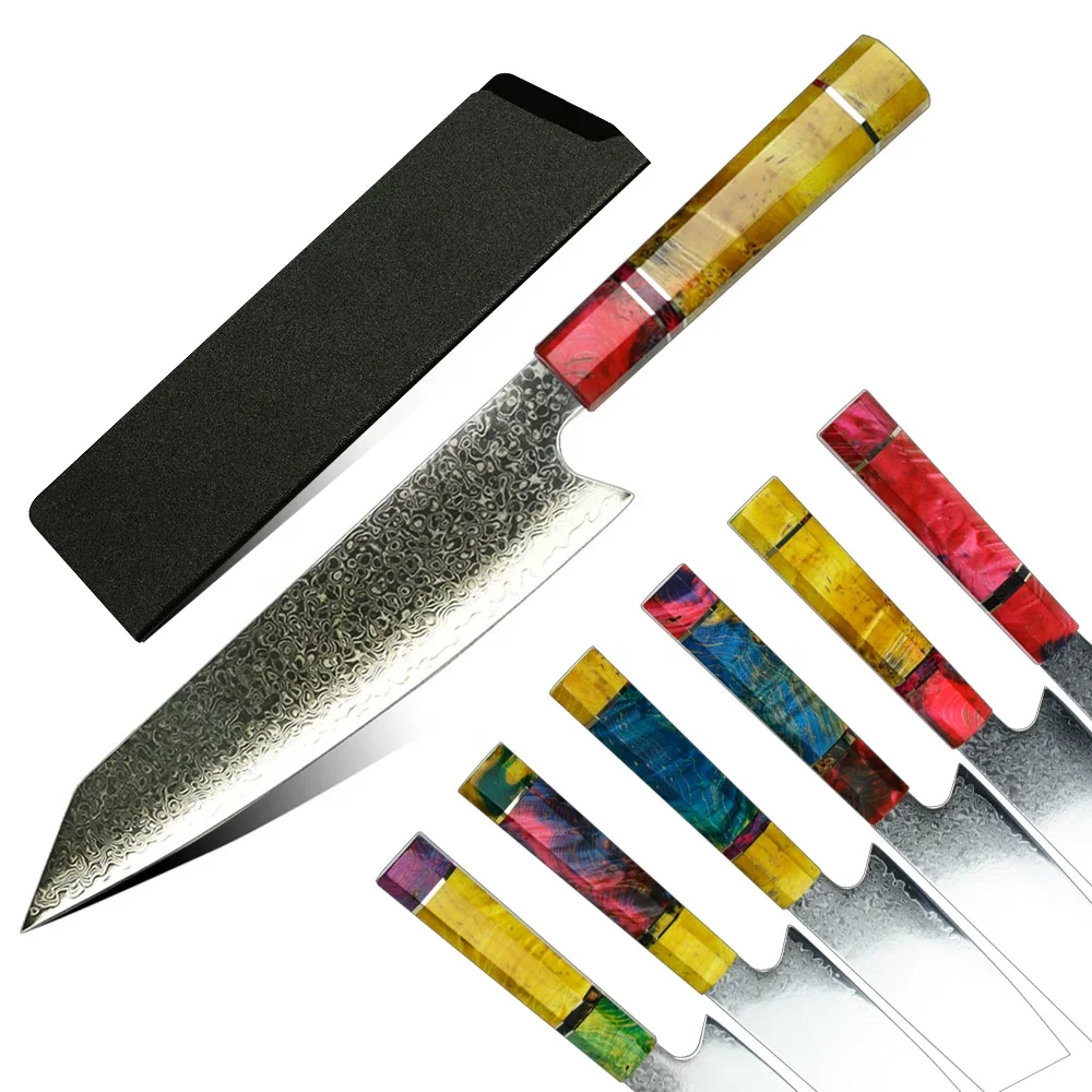 

Professional cooking knife handmade chef knife VG10 Japanese Damascus steel Kiritsuke Damascus kitchen knife Yangjiang Amber
