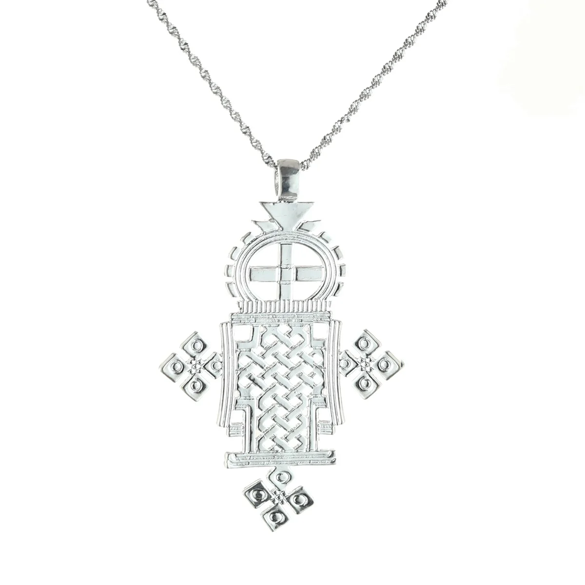 

Ethiopian Silver Big Cross Pendant Necklaces For Women Men Eritrea Habesha Jewelry