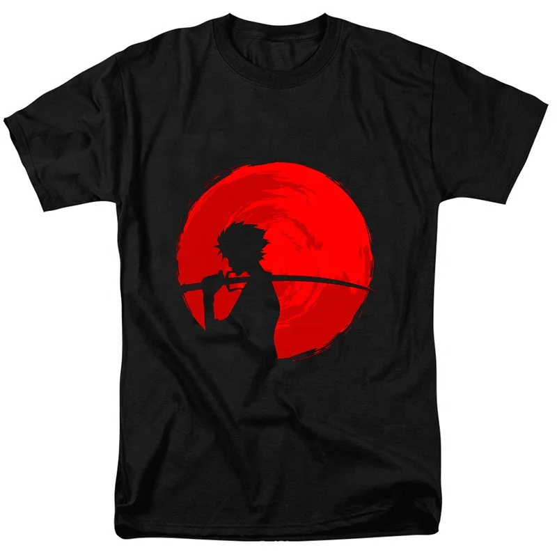 

Wholesale Printing Tshirt Men T Shirt Samurai Battle Mugen Anime Graphic Top Tees Customized Men Tees Shirt, Black white gray dark blue red