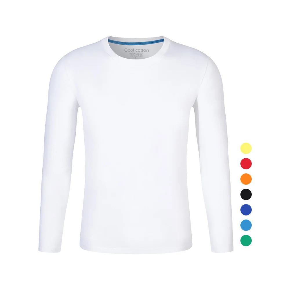 

Custom Casual Streetwear Printed Men Cotton white simple unisex Round Neck Long Sleeve T Shirt, Customized color