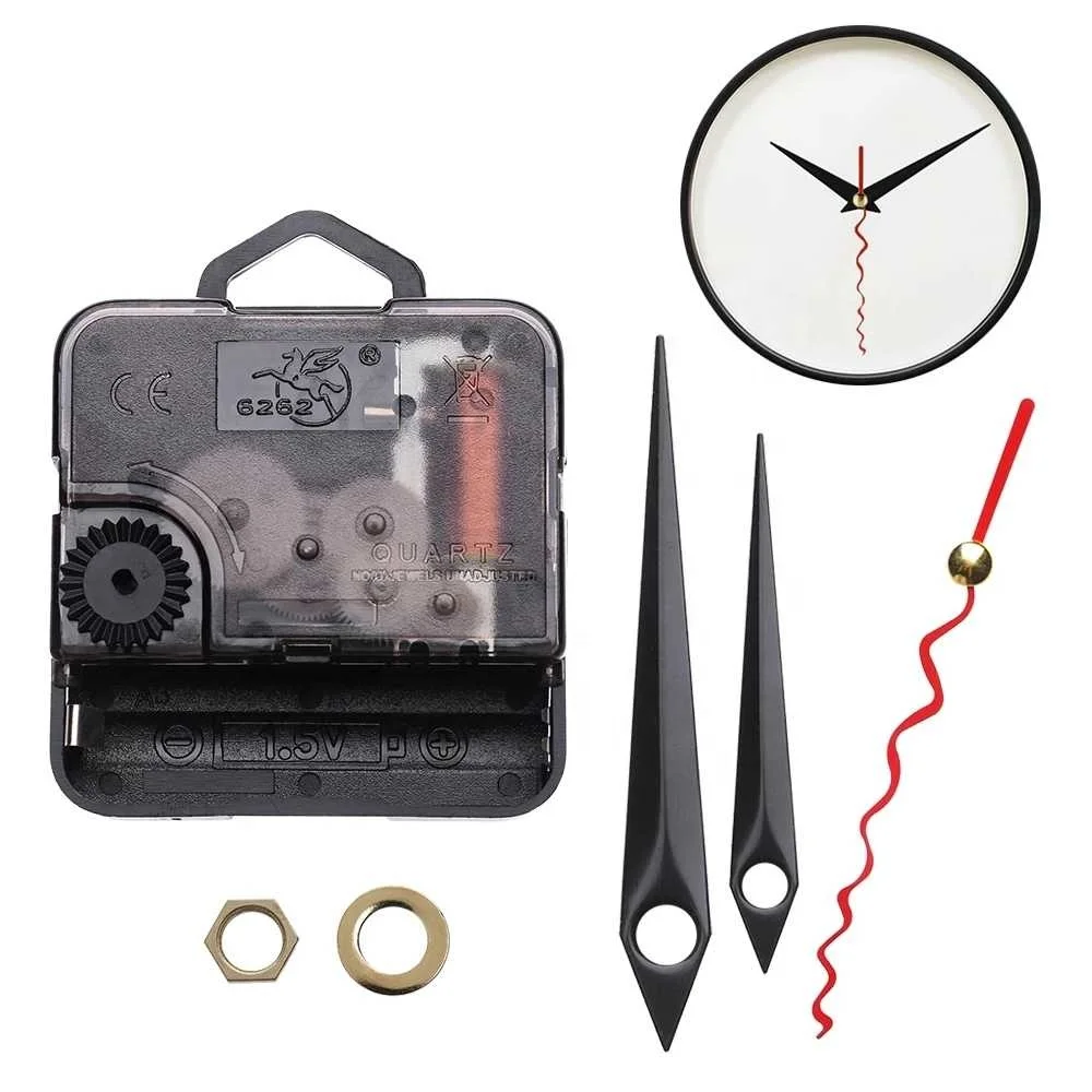 

1 Set Clock Movement Mechanism Black & Red Hands Repair Tool Parts Kit DIY Set With Hook Clock Replacement Accessories