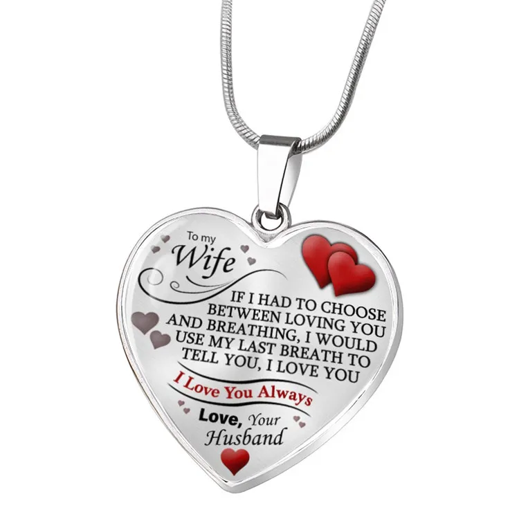 

Wholesale new stainless steel necklace I will always love you peach heart alloy pendant jewelry customization