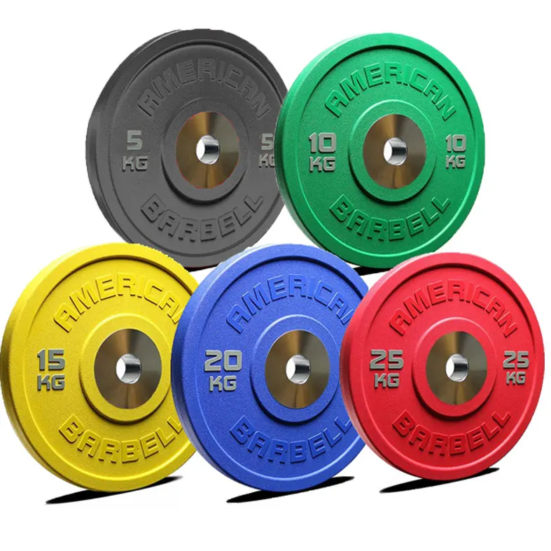 

Color Coded Urethane PU Coated Oly-mpic Rubber Bumper Plate KG with Steel Hub for Strength Training Weightlifting, Colorful