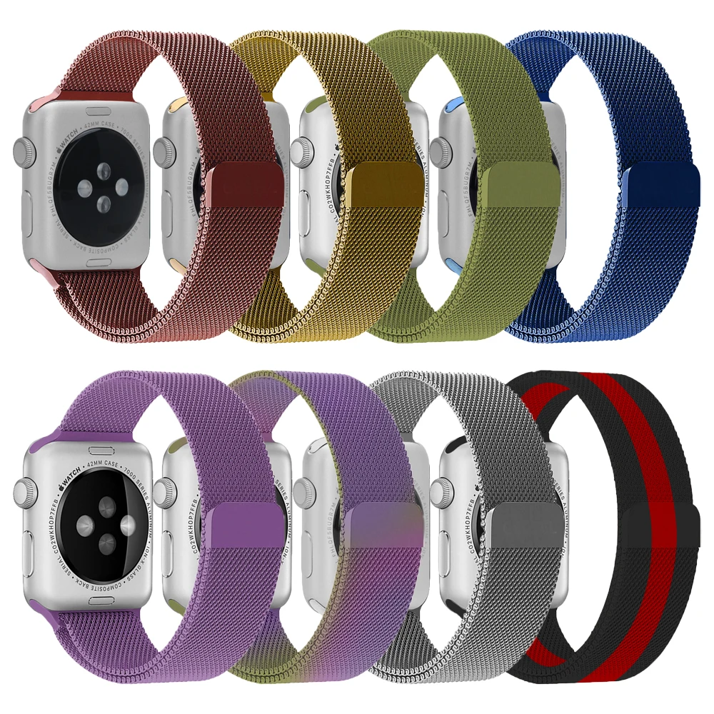 

Color Strap Metal Loop Milanese Stainless Steel Watch band Magnetic Band for Apple Watch iwatch Series SE 7 6 5 4 3 2 1, 10 colors