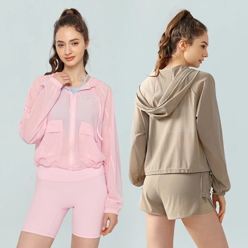 

XW-DSL702 Hot Selling Pocket Jacket Hooded Activewear Fitness Running Training Gym wear Yoga Jacket For Women