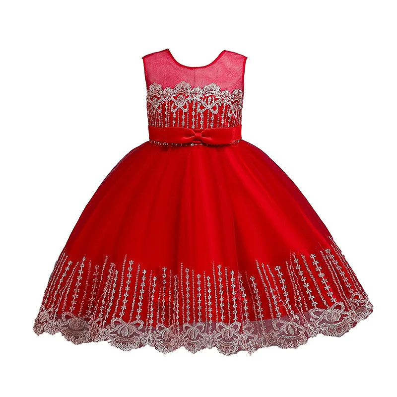 

Princess fluffy skirt lace bow children's full dress wedding flower girl mesh skirt