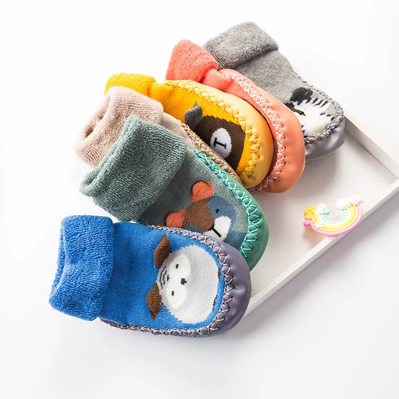 

Winter Infant Footwear Terry Thickened Anti Slip Toddler Cotton Socks Children Baby Floor Socks, As pics