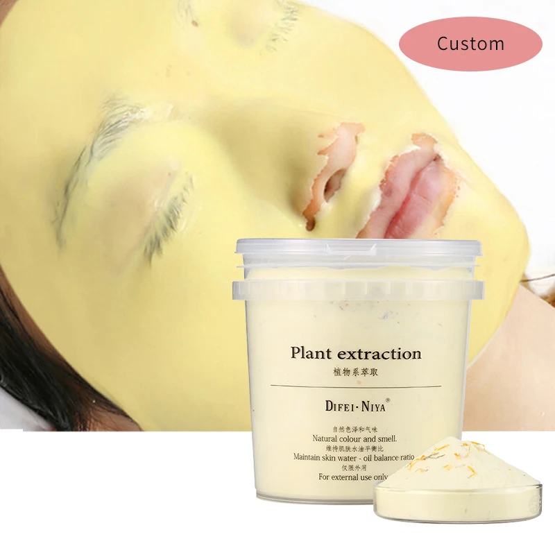 

Hot selling Beauty Salon SPA Hydro Jelly Mask Powder Skin Care Whitening Chamomile Collagen Hyaluronic Acid Rubber Facial Mask, Yellow