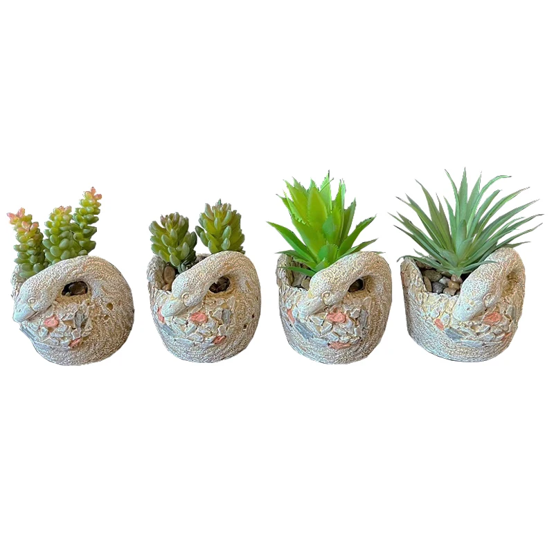 

New Artificial Succulent Plant Creative Cartoon Animal Flower Pot Desktop Decor Bonsai Home Decor Creative Decoration