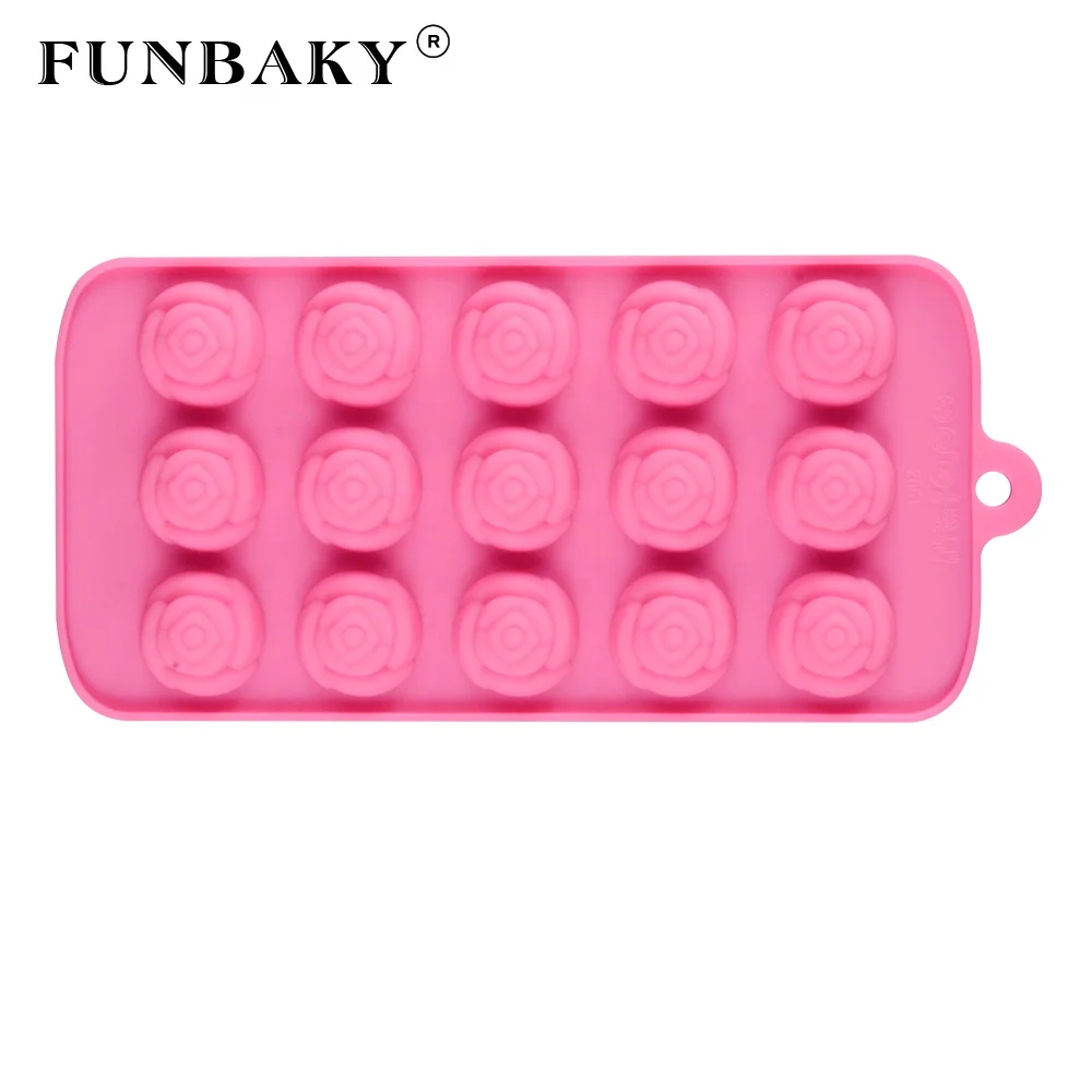 

FUNBAKY Valentine ' s Day candy making tools rose shape chocolate mold silicone multi - cavity sweets gummy silicone mold, Customized color