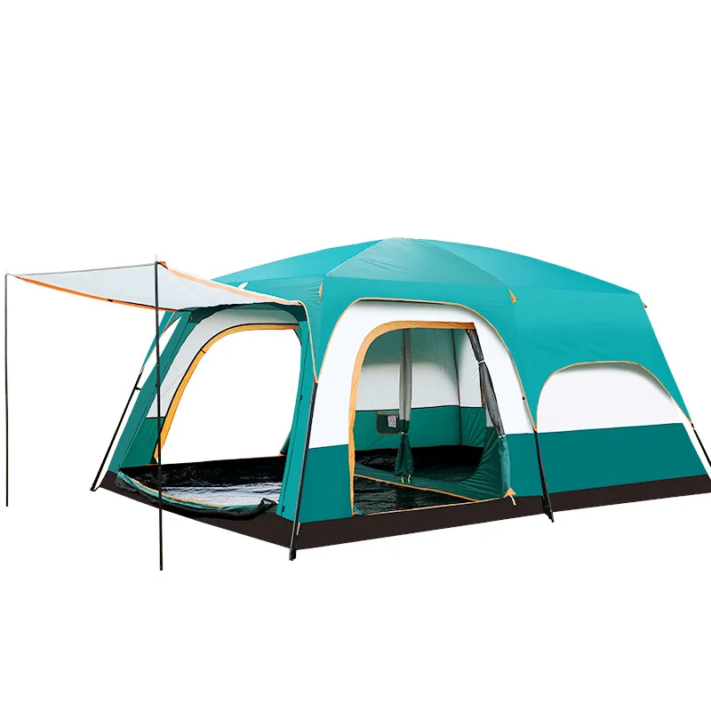 

Outdoor Double Layers Waterproof Camping Family Tent 2 rooms 1 living room Large Space Tent for 8-10 Person