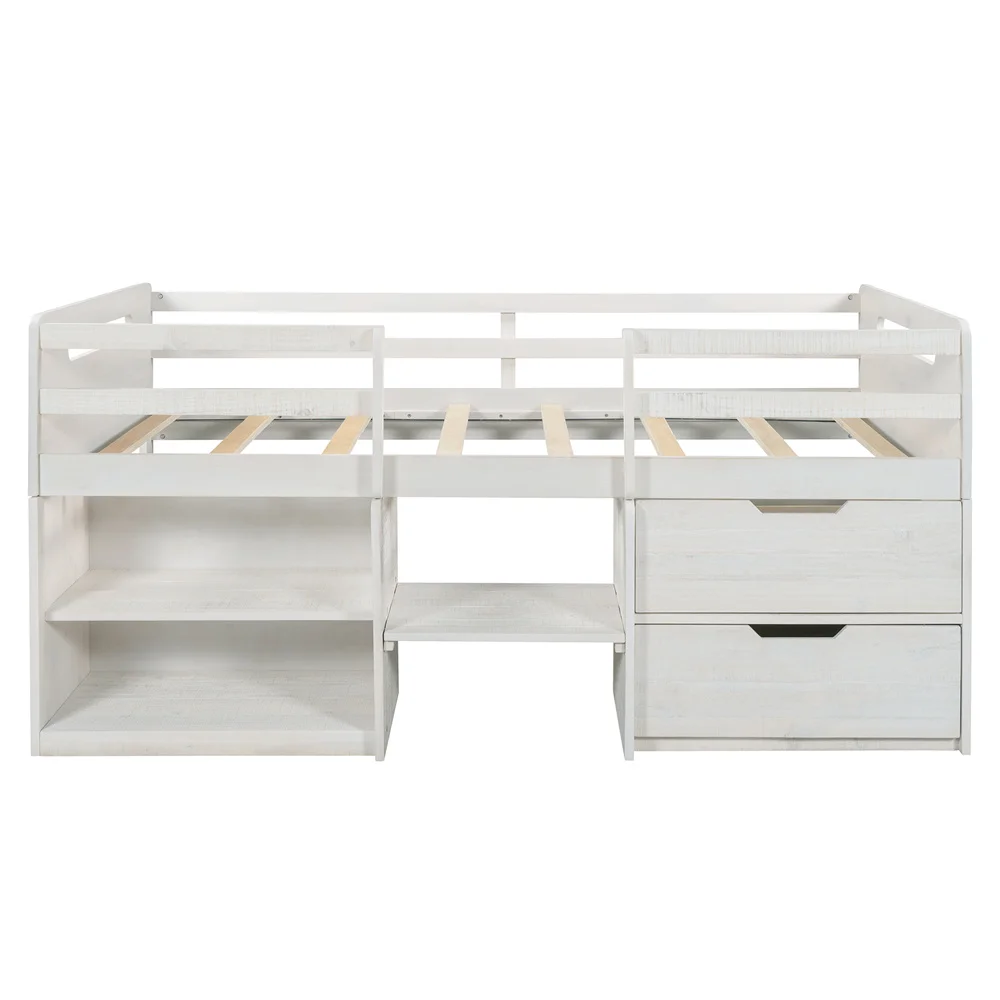 

Kids Loft Bed with Shelves and Drawers Loft Bunk Bed Bedroom Furniture Beds Loft USA STOCK