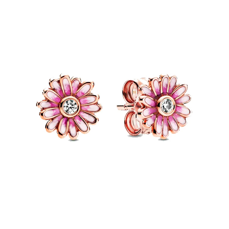 

New arrival popular elegant women rose gold enamel daisy earrings