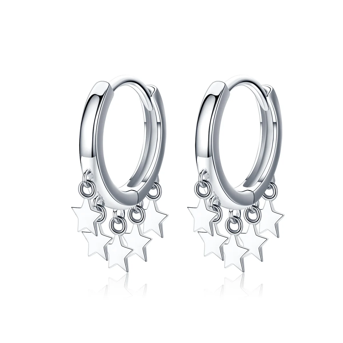 

925 Sterling Silver Stars Hoop Findings Fashion Studs Earings