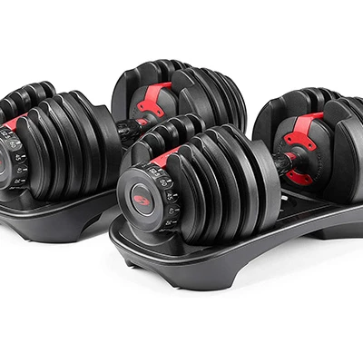 

Automatic Weight Set 52lbs 90lbs 24kg 40kg Rubber Adjustable Dumbbell With Stand, Black+red