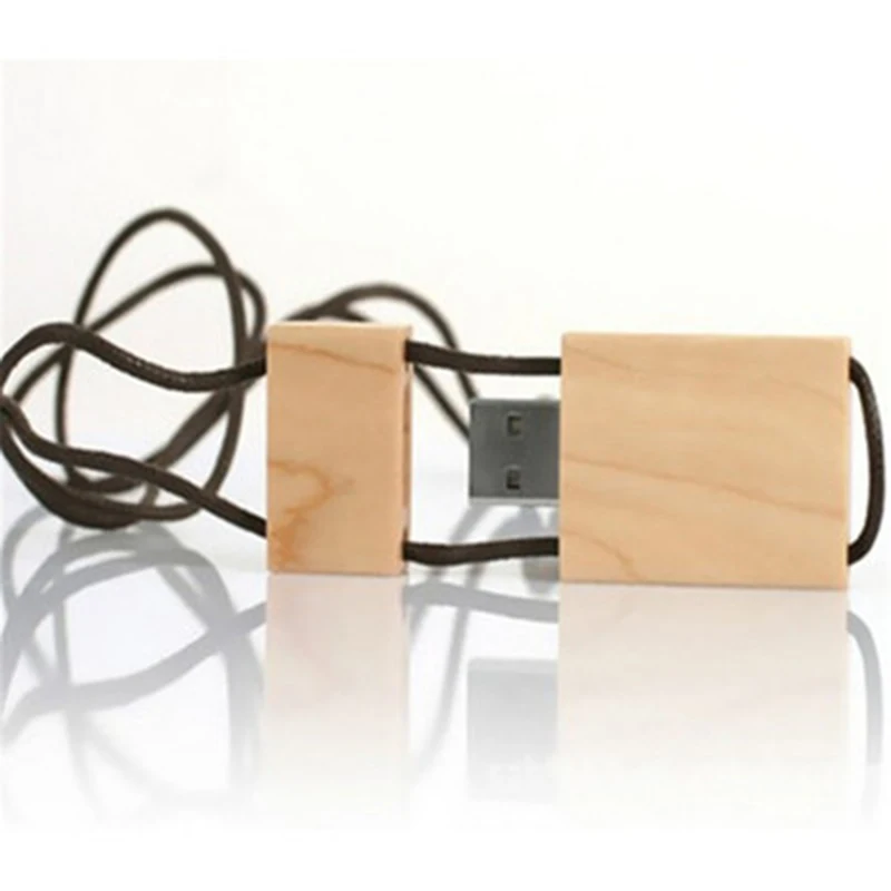 

Promo Wood Case Lanyard 16GB Usb Flash Memory Drive Customized Logo