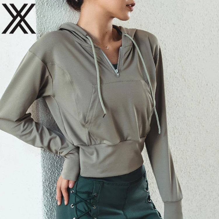 

Good Quality Sports Running Elastic Long Hoodies For Women Zip Up Oversized Hoodie Women, Stock color or custom color