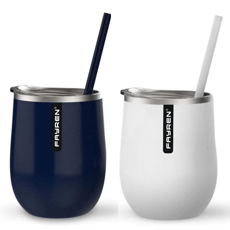 

Double wall insulated coffee mug thermos vacuum cup with straw