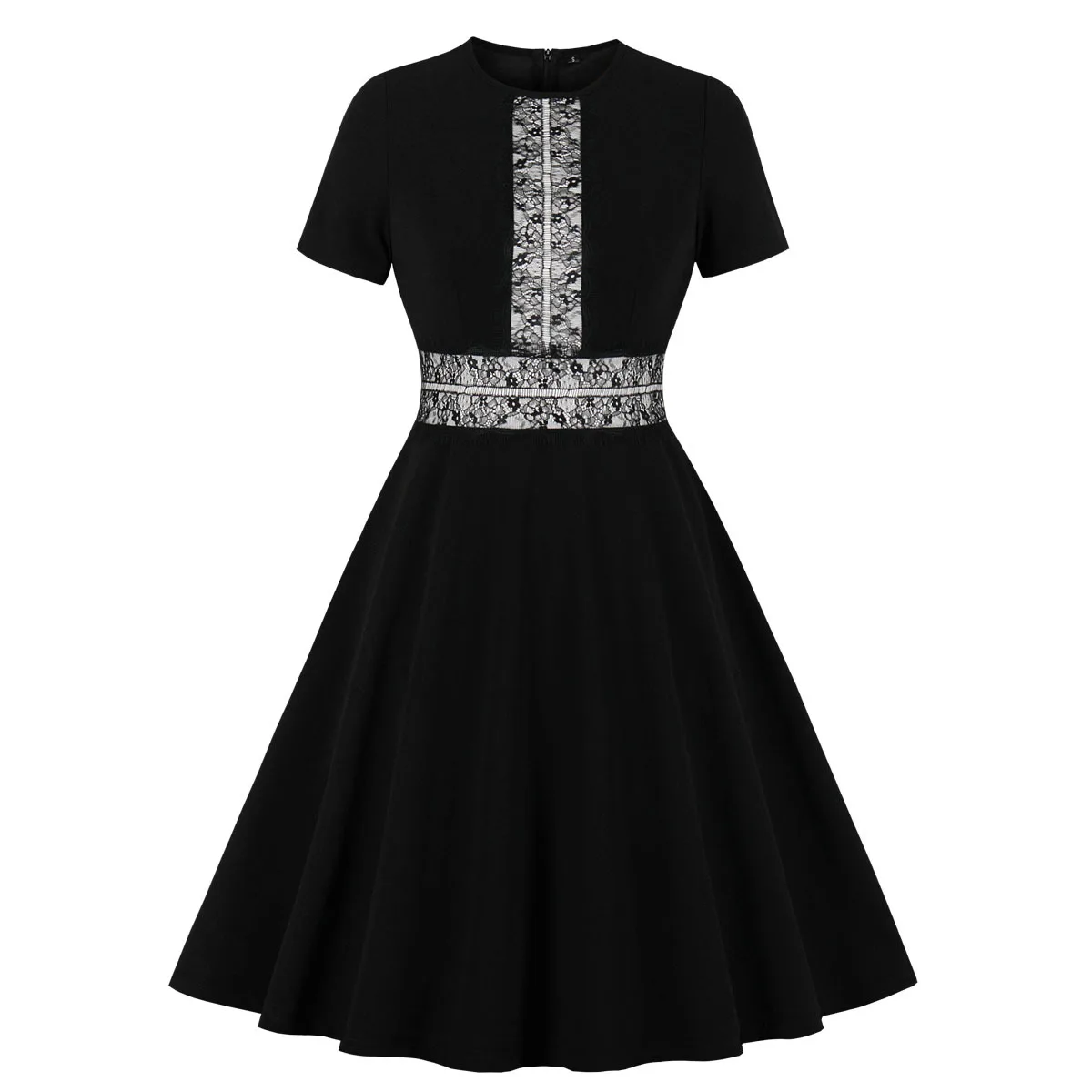

New fashion style ladies lace splicing waist a-line elegant casual women dress, Picture