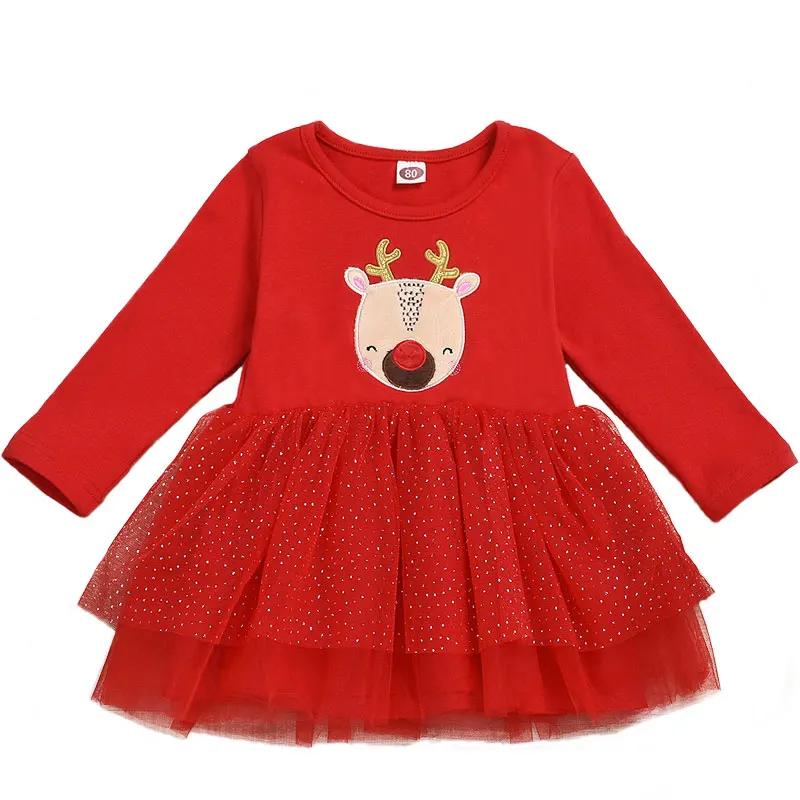 

Wholesale custom kids red dress children fall winter clothing baby girl Christmas dresses