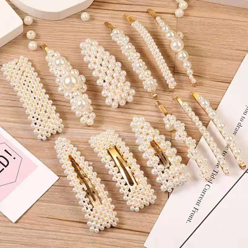 

Luxury High Quality Imitations Pearl Hair Clip Round Shape Square Shape Triangle Shape Star Hairpin, Picture shows