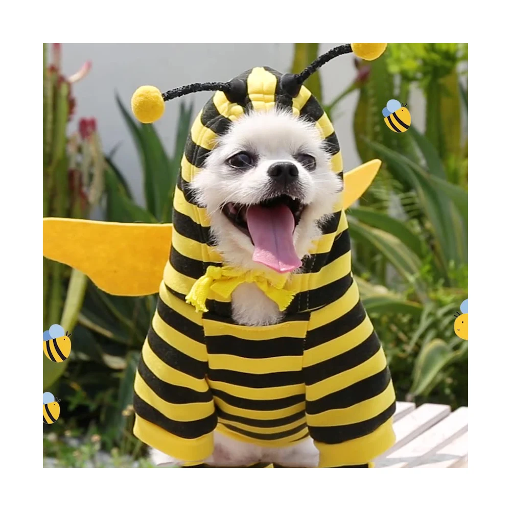 

China Factory Wholesale Winter Autumn Cute Bee Harness Pet Circle Dog Clothes Bale Ropa De Perro, Customized color