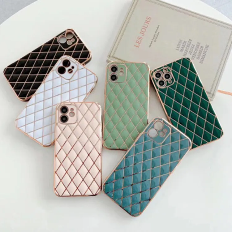 

Luxury Glossy Diamond Pattern Case Plating Soft Phone Case For iphone 12 Pro Max MiNi 11 Pro Max XR X XS Max 7 8 plus cover