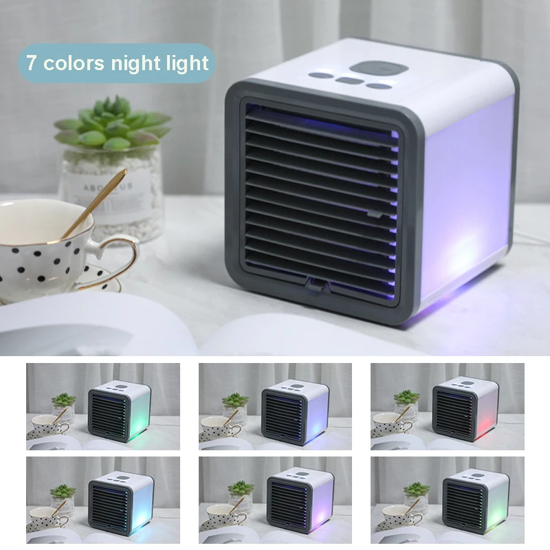 
2020 New Design USB Small Table Air Conditioner Portable Air Cooler Personal Space Water Quick cooler air cooler with 7 Light 