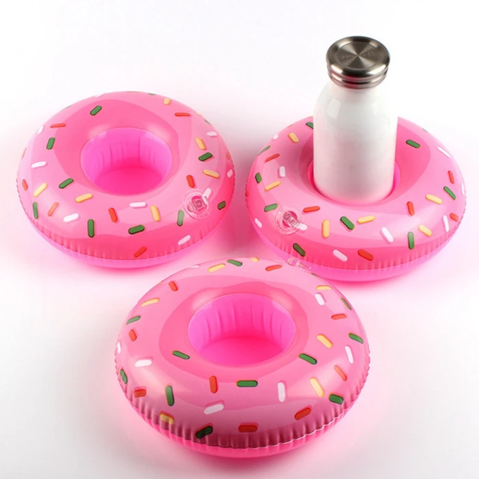 

Small beach swimming pool PVC donut inflatable cup holder, Pink