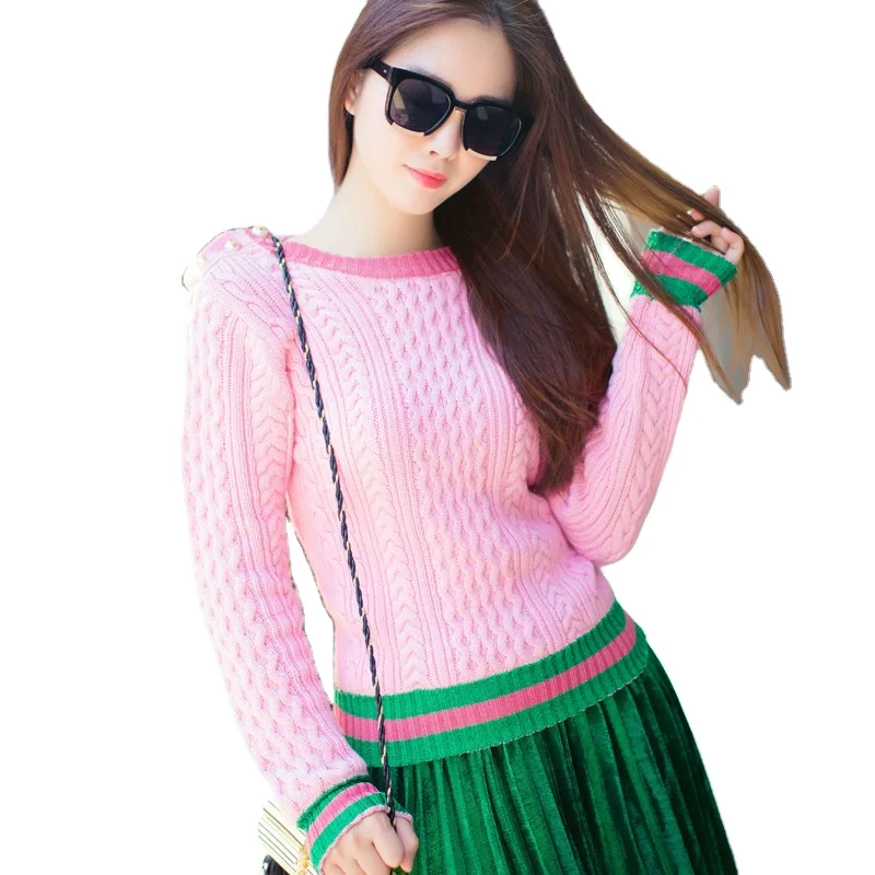 

Drop shipping Newest Pink sweaters Ladie's women autumn winter long knitted sweater